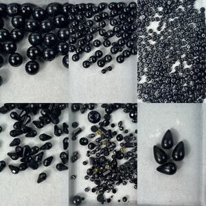 Assorted Black Acrylic and Glass Beads Variety of Shades Shapes and Sizes